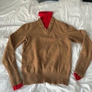 Joseph red and camel sweater turtleneck XS